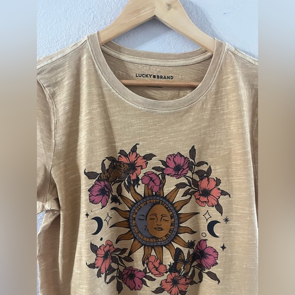 NEW Lucky Brand SZ Large Sun and Moon Floral Print Graphic Tee Shirt - Picture 4 of 11